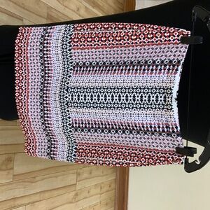Banana Republic Red and Black Patterned Skirt